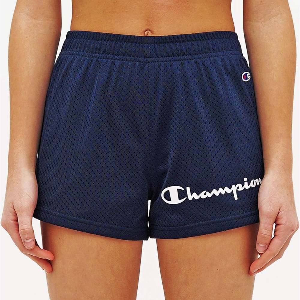 Black and White Champion Mesh Athletic Shorts